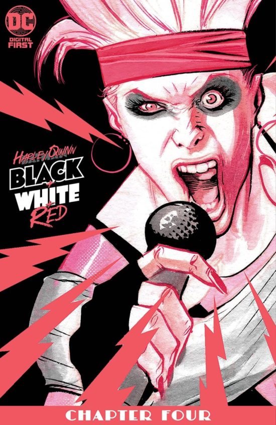 harley quinn black white and red comic