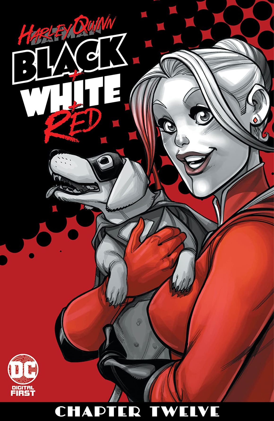 harley quinn black white and red comic